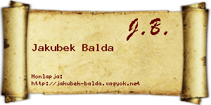 Jakubek Balda névjegykártya